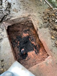 collapsed sewer pipe.