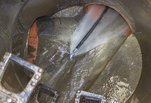 Hydro Jetting sewer cleaning method , nozzle tip on jet/vac hose.