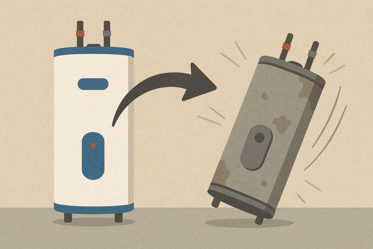illustration showing hot water tank replacement