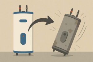 illustration showing hot water tank replacement