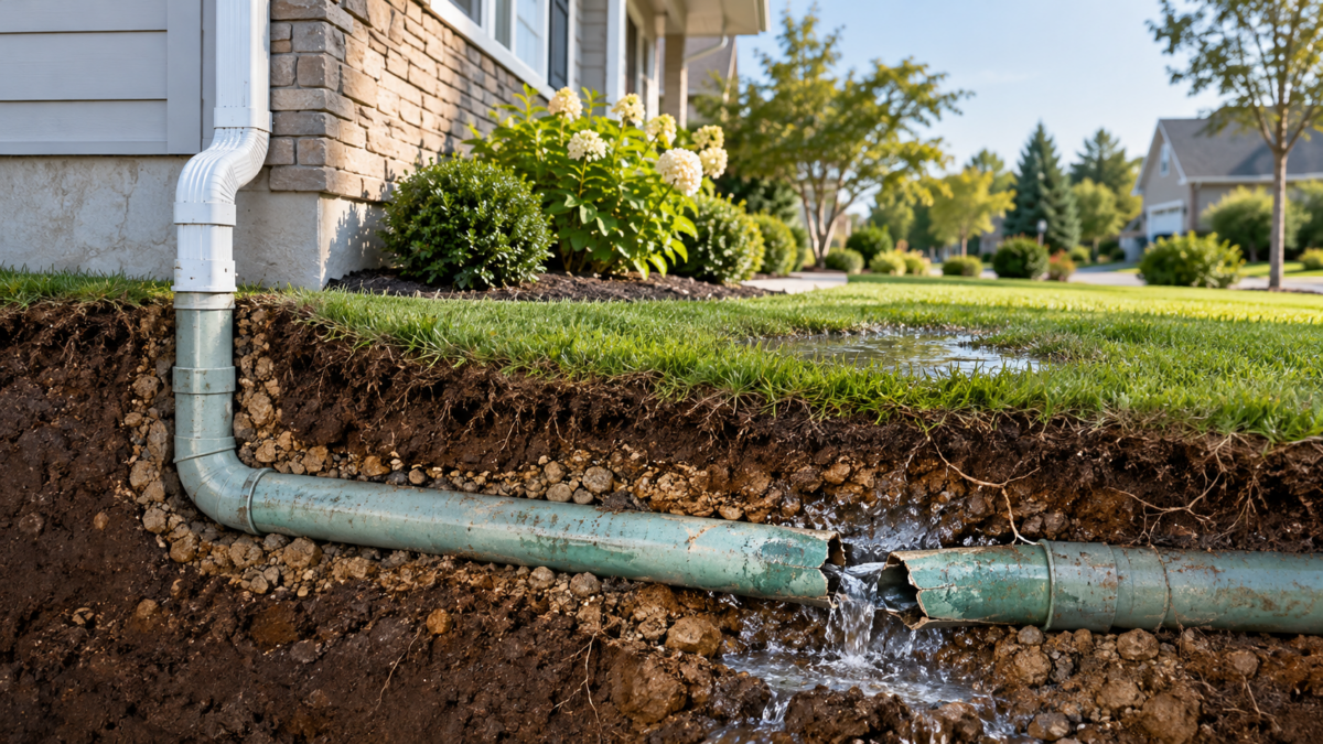 Leaking Underground Downspout Drainage System