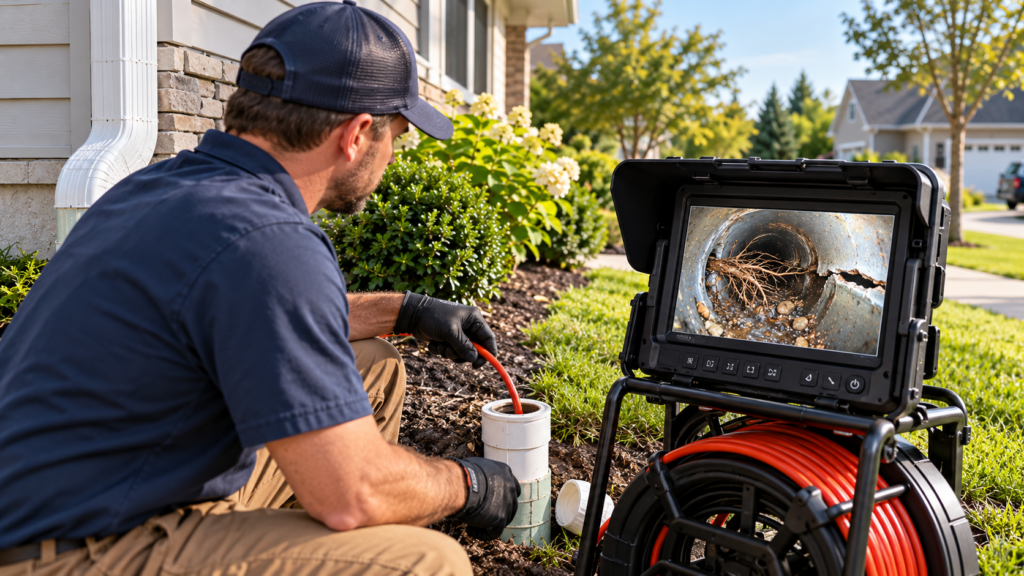 underground downspout camera inspection